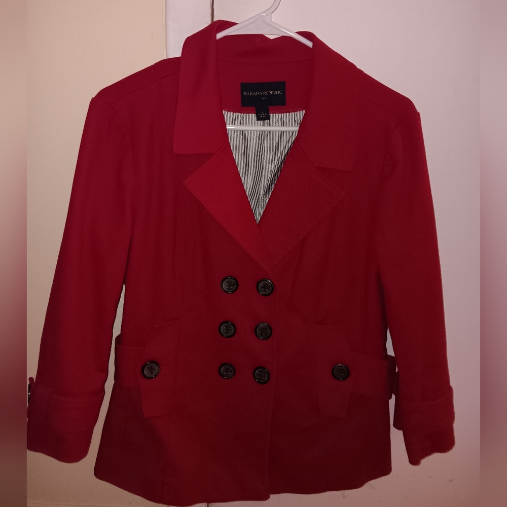 Banana Republic, Size 8 Red/ Cherry Red Coat